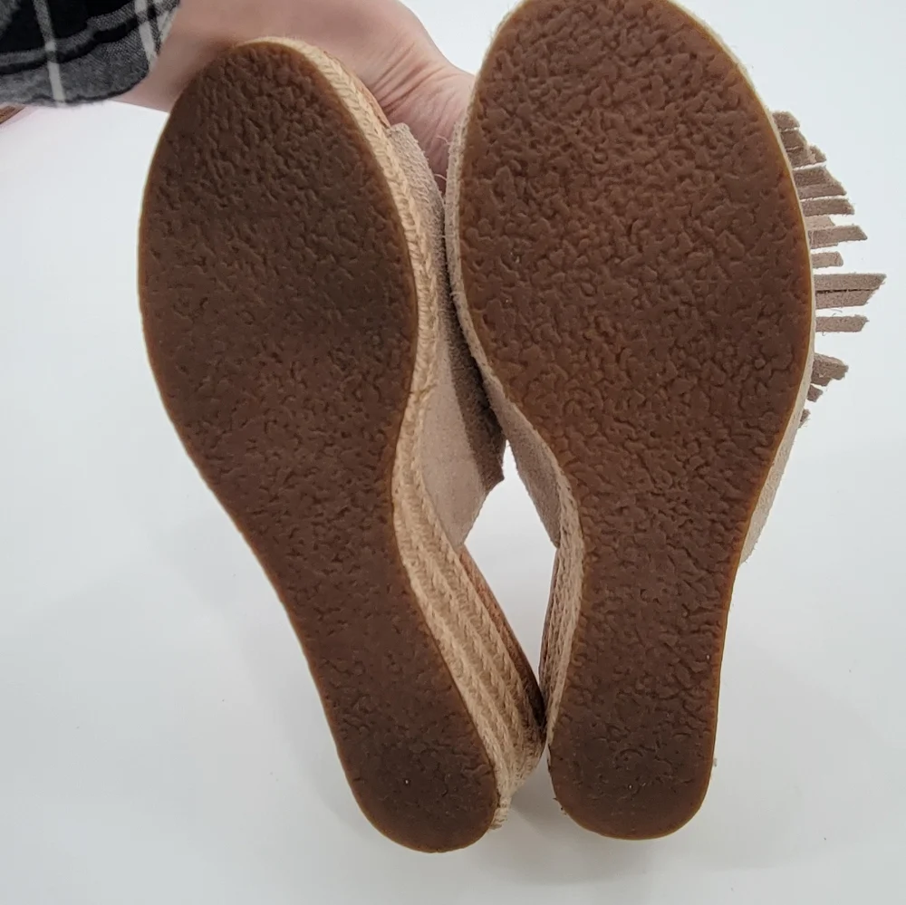 Ugg Danes Wedge Suede Leather Espadrille  Fringe Sandal 6